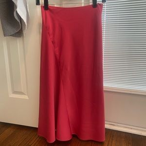Pink silk midi skirt